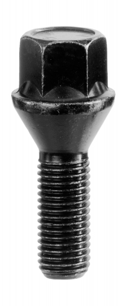 Preview: 20x Radschrauben M14x1,5 Kegelbund 60° SW 17 Radbolzen Schwarz verzinkt Längenauswahl