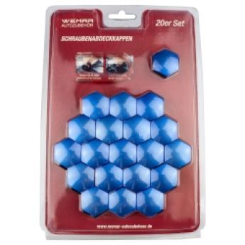 20 x Abdeckkappen für Schrauben und Muttern | Schlüsselweite 17 blau