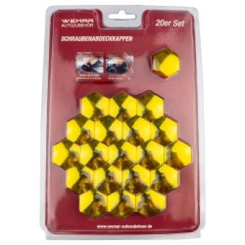 20 x Abdeckkappen für Schrauben und Muttern |  Schlüsselweite 19 gold chrom