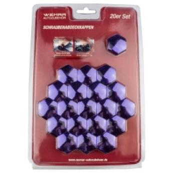 20 x Abdeckkappen für Schrauben und Muttern | Schlüsselweite 21 lila chrom
