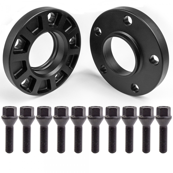 Preview: Estilo-R Alu Schwarz Spurverbreiterungs-Set mit Radschrauben und ABE für BMW 24mm pro Achse LK 120/5 ZBD 72,6 eloxiert