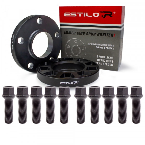 Estilo-R Alu Schwarz Spurverbreiterungs-Set mit Radschrauben und ABE für Audi 24mm pro Achse LK 112/5 ZBD 66,5 eloxiert