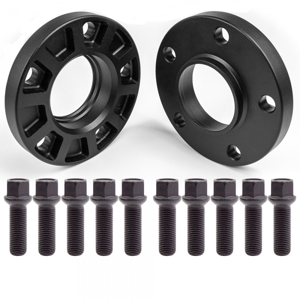 Preview: Estilo-R Alu Schwarz Spurverbreiterungs-Set mit Radschrauben und ABE für Audi 30mm pro Achse LK 112/5 ZBD 66,5 eloxiert