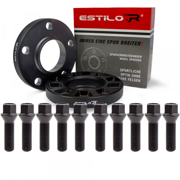Estilo-R Alu Schwarz Spurverbreiterungs-Set mit Radschrauben für VAG 30mm pro Achse LK 112/5 ZBD 57,1 eloxiert