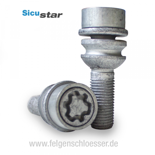 Sicustar Felgenschloss | M14x1,5 | Länge: 36mm | Kugel R14 zweiteilig (Porsche) | SW 19