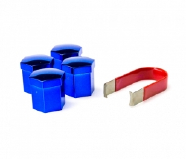 Preview: 20 x Abdeckkappen für Schrauben und Muttern | Schlüsselweite 21 blau chrom