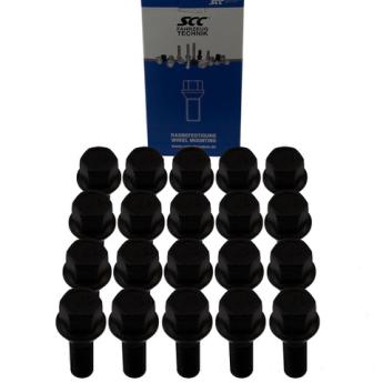 20x Radschrauben M12x1,5 Kugelbund R12 SW 17 Radbolzen Schwarz verzinkt Längenauswahl