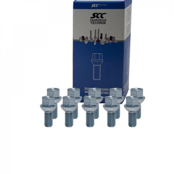 Preview: 20x Radschrauben M14x1,5 Kugelbund R13 SW 17 Radbolzen Silber verzinkt Längenauswahl