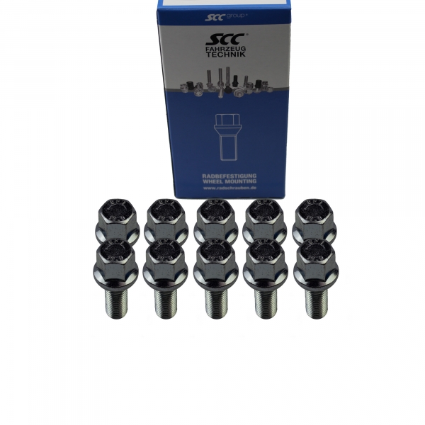 10 x Radschraube M12 x 1,5 x 26 mm Kugelbund R12 SW 17 verzinkt