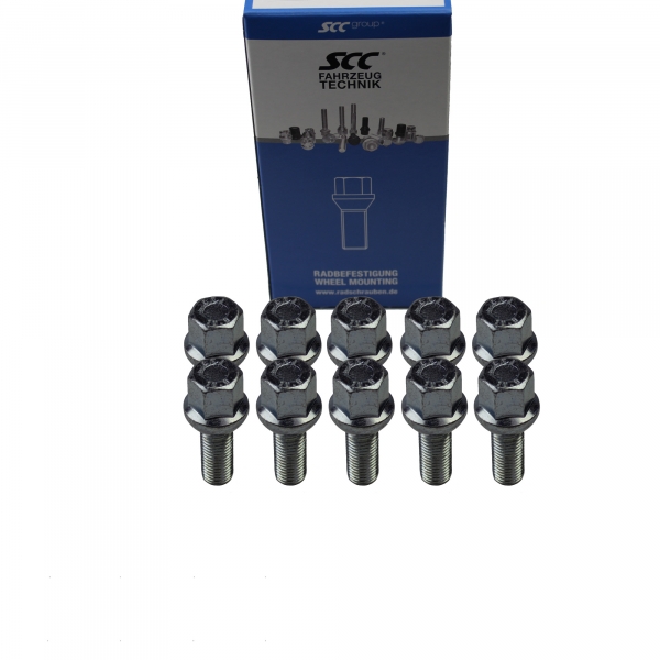 10 x Radschraube M12 x 1,5 x 28 mm Kugelbund R12 SW 17 verzinkt