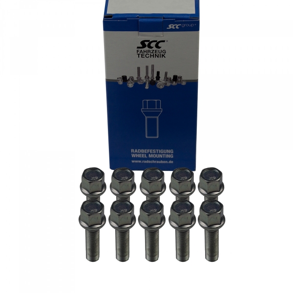 10 x Radschraube M12 x 1,5 x 40 mm Kugelbund R12 SW 17 verzinkt