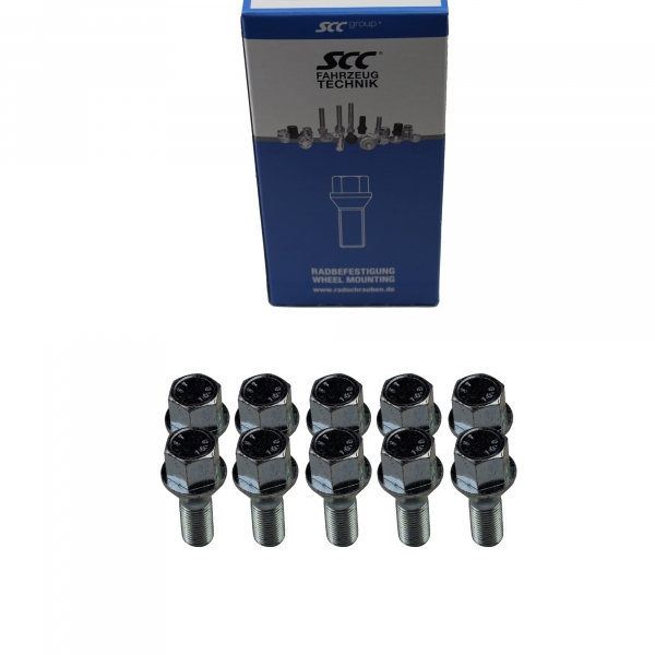 10 x Radschraube M12 x 1,25 x 24 mm Kegelbund 60° SW 17 verzinkt