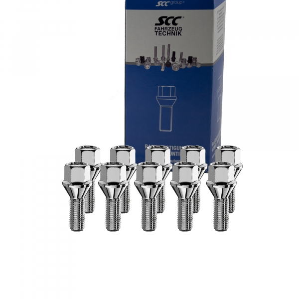 10 x Radschraube M12 x 1,25 x 26 mm Kegelbund 60° SW 17 verzinkt