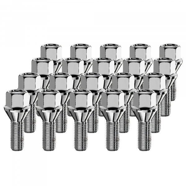 20 x Radschraube M12 x 1,25 x 28 mm Kegelbund 60° SW 17 verzinkt