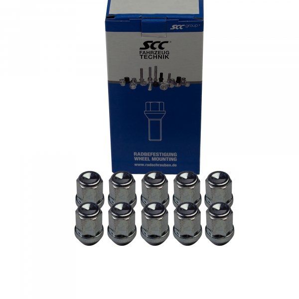 10 x Radmutter geschlossen M12 x 1,25 Kegelbund 60° SW 19 verzinkt Höhe 34mm