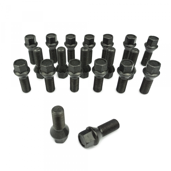 20 x Radschraube M12 x 1,25 x 26 mm Kegelbund 60° SW 17 schwarz