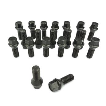 10x Radschrauben M14x1,25 Kegelbund 60° SW 17 Radbolzen Schwarz verzinkt Längenauswahl