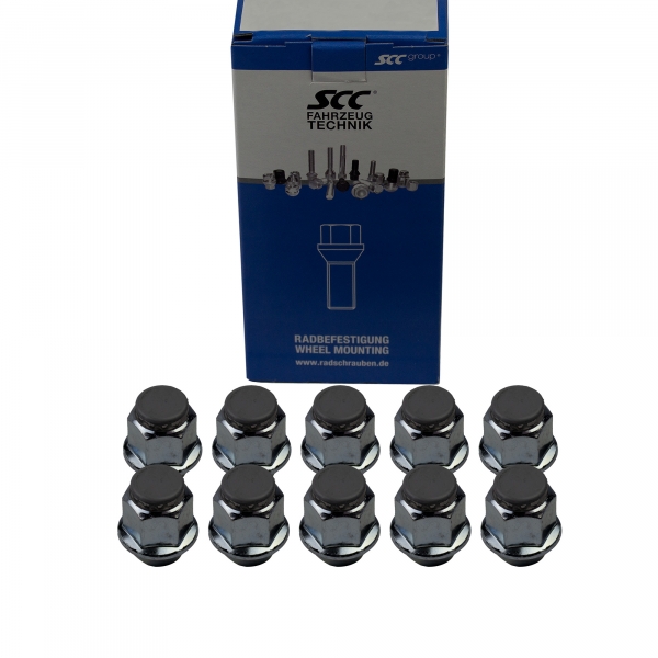 10 x Radmutter geschlossen M14 x 1,5 Kegelbund 60° SW 21 verzinkt Höhe 34mm