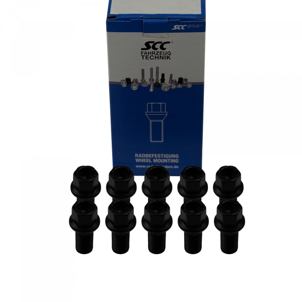 10 x Radschraube M14 x 1,5 x 27mm Kugelbund R13 SW 17 schwarz