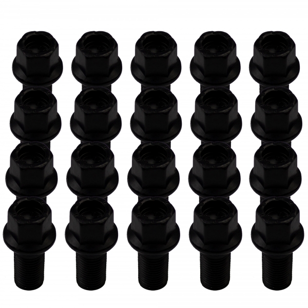 20 x Radschraube M14 x 1,5 x 27mm Kugelbund R13 SW 17 schwarz