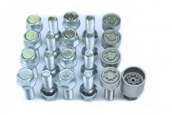 Felgenschloss & Radschrauben Set | M12x1,5 | 28mm | Kugel R12 | SW17