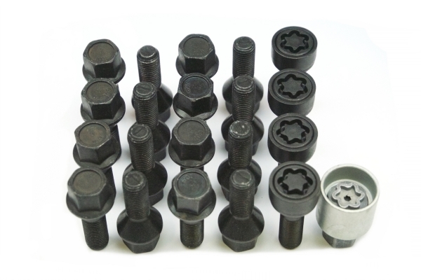 Felgenschloss & Radschrauben Set | M12x1,5 | 28mm | Kegel 60° | SW17