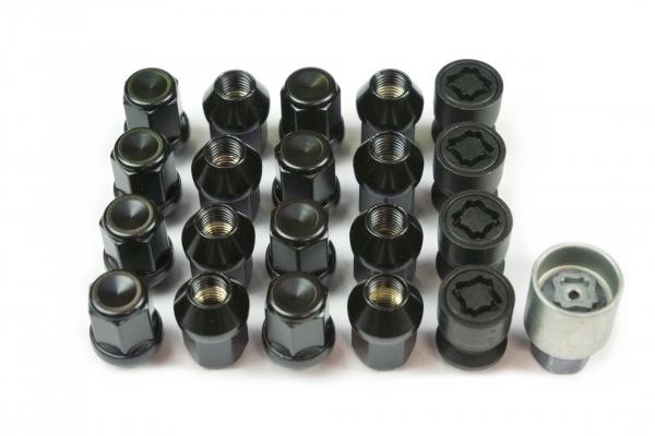 Felgenschloss & Radmuttern Set | M12x1,5 | Kegel 60° | SW19