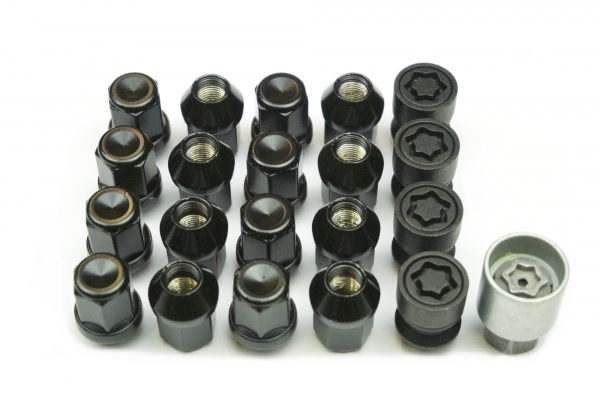 Felgenschloss & Radmuttern Set | M12x1,25 | Kegel 60° | SW 19