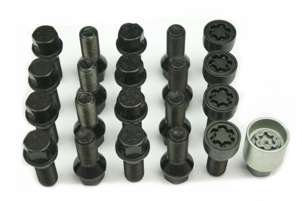 Felgenschloss & Radschrauben Set | M14x1,25 | 28mm | Kegel 60° | SW17