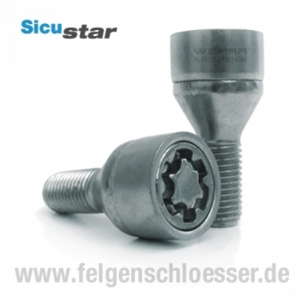 Sicustar Felgenschloss | M14x1,25 | Länge: 35mm | Kegel 60° | SW 19