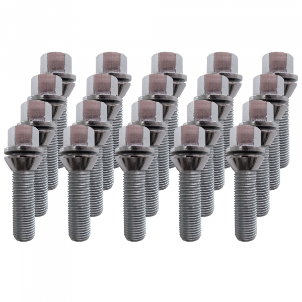 20 x Radschraube M12 x 1,5 x 26mm Kegelbund 60° 2-teilig SW 17 verzinkt