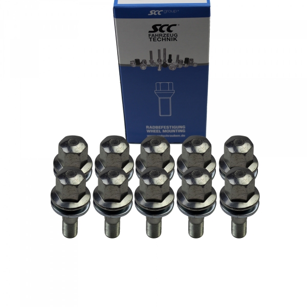 10 x Radschraube M12 x 1,25 x 36mm Flachbund 2-teilig SW 19 verzinkt