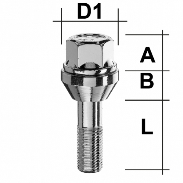 Schraube M12x1,5 Länge: 28mm - Kegel 60° zweiteilig - SW17 -  0923556
