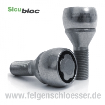 Sicubloc Felgenschloss | M12x1,25 | Länge: 25mm | Kegel 60° | SW 17