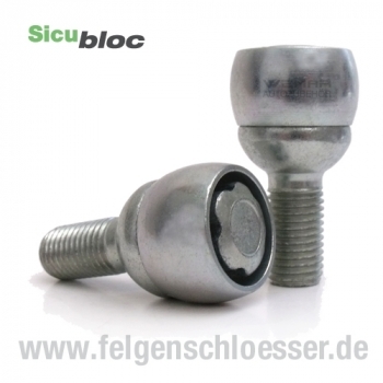 Sicubloc Felgenschloss | M12x1,5 | Länge: 25mm | Kugel R12 | SW 17