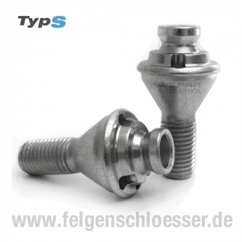 Typ S Felgenschloss | M12x1,5 | Länge: 22mm | Kegel 60° | SW 17/19