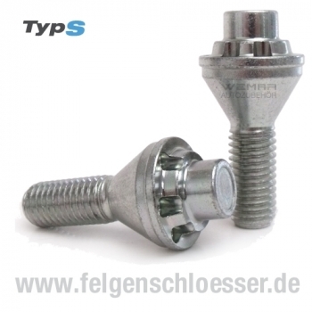 Typ S Felgenschloss | M12x1,75 | Länge: 26mm | Kegel 60° | SW 17/19