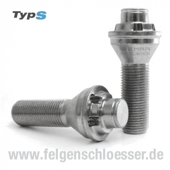Typ S Felgenschloss | M14x1,25 | Länge: 35mm | Kegel 60° | SW 17/19