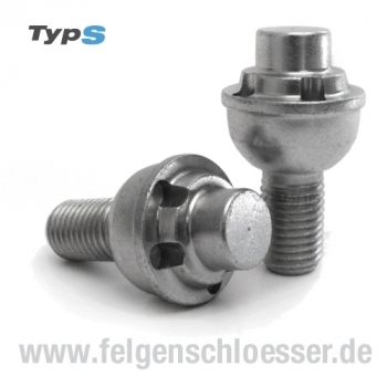 Typ S Felgenschloss | M12x1,5 | Länge: 28mm | Kugel R12 | SW 17/19