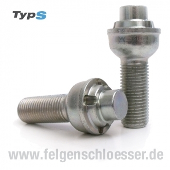 Typ S Felgenschloss | M14x1,5 | Länge: 25mm | Kugel R13 | SW 17/19