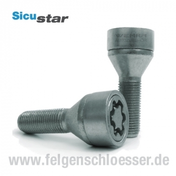 Sicustar Felgenschloss | M12x1,25 | Länge: 25mm | Kegel 60° | SW 17