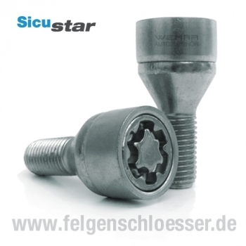 Sicustar Felgenschloss | M12x1,5 | Länge: 33mm | Kegel 60° | SW 17