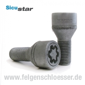 Sicustar Felgenschloss | M14x1,5 | Länge: 40mm | Kegel 60° | SW 17