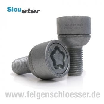 Sicustar Felgenschloss | M12x1,5 | Länge: 20mm | Kugel R12 | SW 17