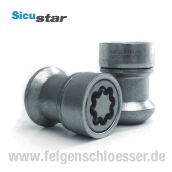 Sicustar Felgenschloss  - M12x1,5 - Kugel R12 - Mutter Geschlossen - SW 19 - H27