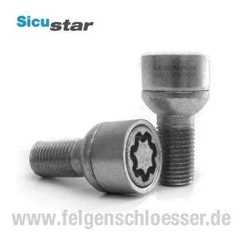 Sicustar Felgenschloss | M14x1,5 | Länge: 25mm | Kugel R13 | SW 17