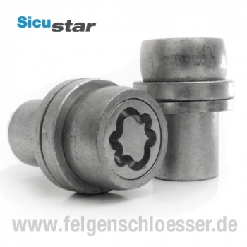 Sicustar Felgenschloss  - M14x1,5 - FB m. Zyl. Scheibe - Mutter Geschlossen - SW 22 - H40
