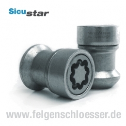 Sicustar Felgenschloss  - M14x1,5 - Kugel R14 - Mutter Geschlossen - SW 19 - H34