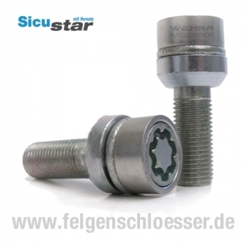 Sicustar Felgenschloss | M14x1,5 | Länge: 34mm | Kugel R14 mit Versatz | SW 17