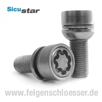 Sicustar Felgenschloss | M14x1,5 | Länge: 45mm | Kugel R13 zweiteilig | SW 19